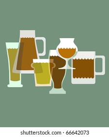 different glasses of beer. bar menu template