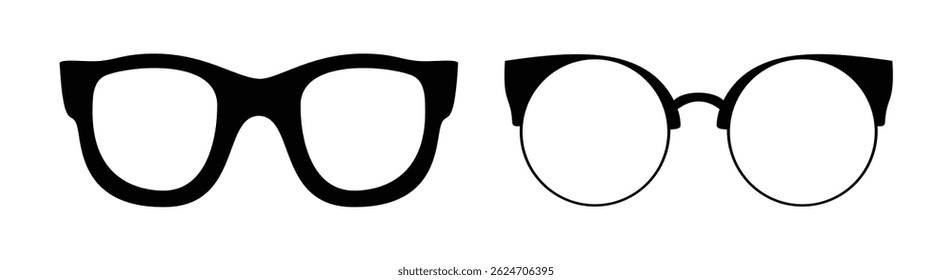 Different glasses designs vector illustrations set