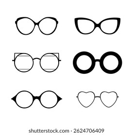 Different glasses designs vector illustrations set