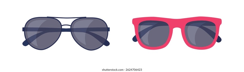 Conjunto de Ilustraciones vectoriales de diferentes diseños de gafas