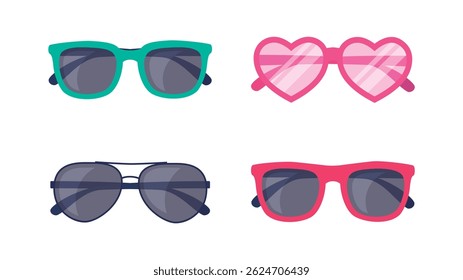 Different glasses designs vector illustrations set