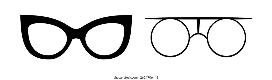 Different glasses designs vector illustrations set