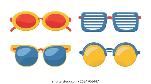 Different glasses designs vector illustrations set