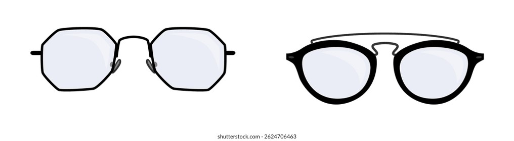 Conjunto de Ilustraciones vectoriales de diferentes diseños de gafas