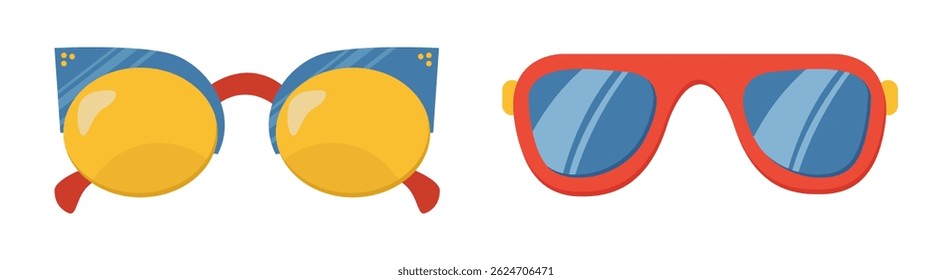 Different glasses designs vector illustrations set
