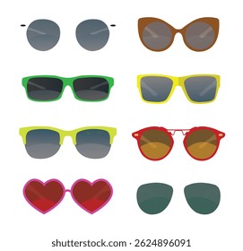 Different glasses designs vector illustrations set