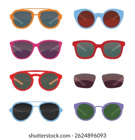 Different glasses designs vector illustrations set