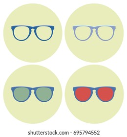 Different glasses on white background vector set