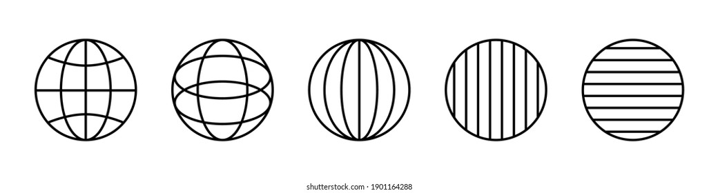Different globe shapes. World globe icons set. Modern vector illustration. Www icon. World set international earth globe icon vector illustration. Global network connection. Vector graphic. EPS 10
