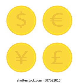 Different golden coins set
