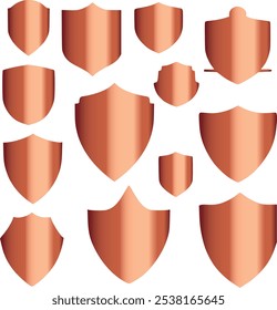 Different golden security symbols shield set royal stock image photo vector illustrations on white background