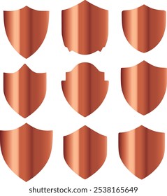Different golden security symbols shield set royal stock image photo vector illustrations on white background