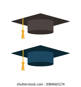 Different graduation cap. High school or university cap isolate on white background. Student Toga Hat. Vectro stock