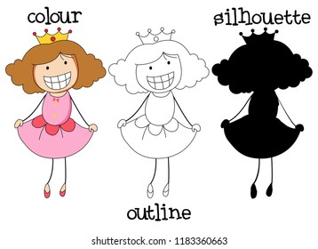 Unterschiedlicher Grafikstil der Dodle-Prinzen-Illustration