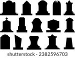 Different gravestone illustrations isolated on white