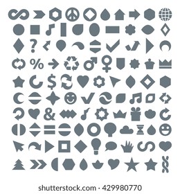 Different grayscale flat web icons set made on music, environment, economics and other social themes. Collection of geometric simple business elements best for use in graphic design.