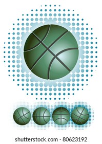 A lot of different green Basketballs with halftone