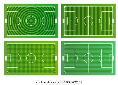 Plantilla de infografía vectorial de campos de fútbol verdes diferentes