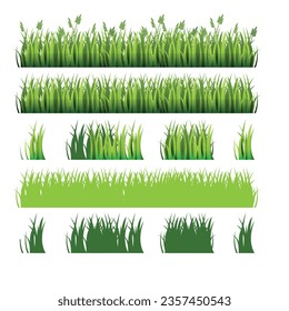 different green grass borders,   variety of green grass borders,  ,grass borders, green tree icon, realistic grass borders