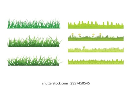 different green grass borders,   variety of green grass borders,  ,grass borders, green tree icon, realistic grass borders