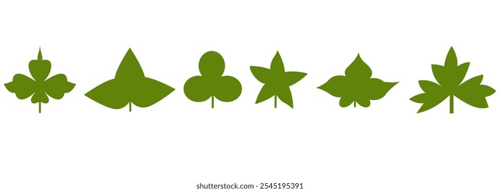 Different green leaves collection isolated