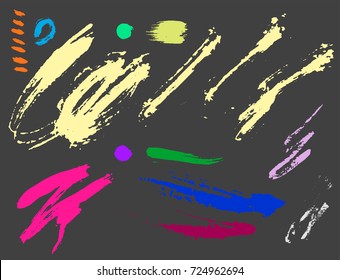 Different grunge brush strokes ink art texture dirty creative grungy element paintbrush vector illustration.