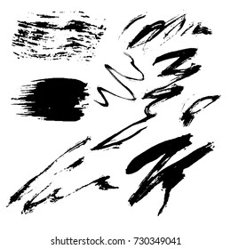 Different grunge brush strokes ink art texture dirty creative grungy element paintbrush vector illustration.