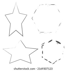 Different grunge frame shapes. Grunge texture. Hand drawn old sketch. Vector illustration. stock image. 