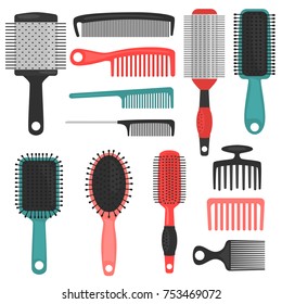 Different hair combs color icons set