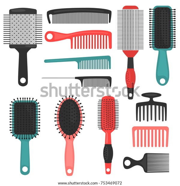 Different Hair Combs Color Icons Set Stock Vector (Royalty Free) 753469072