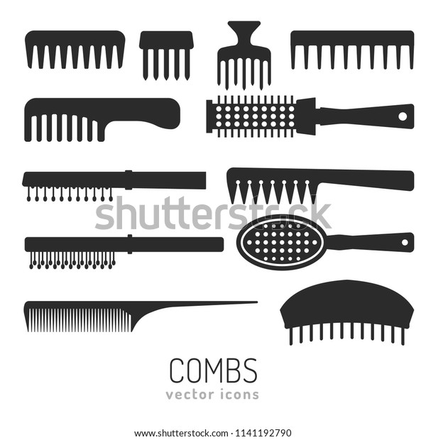 Different Hair Combs Hairbrushes Vector Icons Stock Vector (Royalty ...