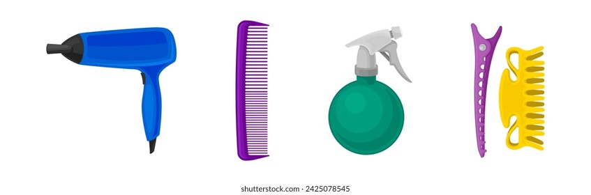Different Hairdresser Salon Tools and Equipment Vector Set