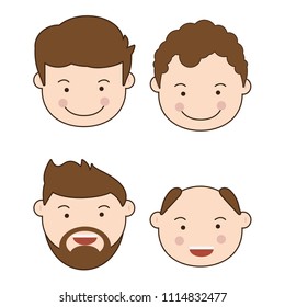 Different hairstyle of boy vector isolated characters
