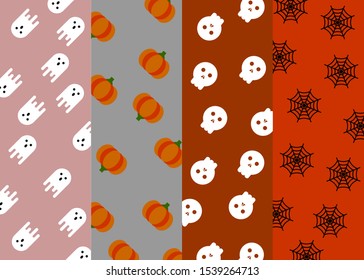 Different Halloween background patterns. Spooky season decorative elements