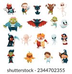 Different Halloween Characters as Holiday Symbol Big Vector Set