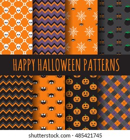 different halloween patterns. Endless texture can be used for wallpaper, pattern fills, 
web page, background, surface. vector illustration