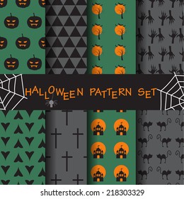 different halloween seamless patterns set. Endless texture can be used for wallpaper, pattern fills, web page,background,surface