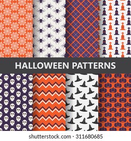 different Halloween vector patterns. Endless texture can be used for wallpaper, pattern fills, web page,background,surface