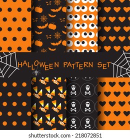 different halloween vector seamless patterns. Endless texture can be used for wallpaper, pattern fills, web page,background,surface