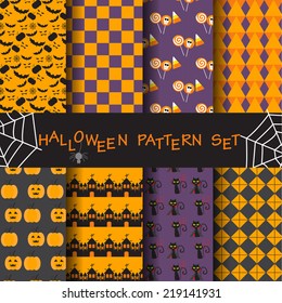 different halloween vector seamless patterns. Endless texture can be used for wallpaper, pattern fills, web page,background,surface