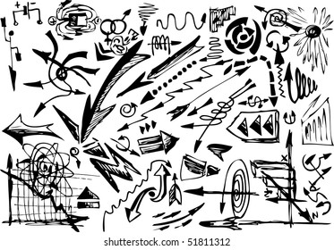 different hand draw arrows