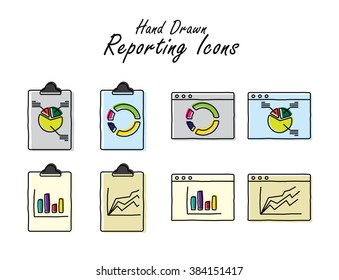 different hand drawn doodle graphs and charts - vector graphic