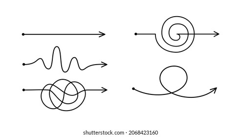 Diferentes líneas de trazado de garabatos dibujadas a mano. Concepto de búsqueda de soluciones empresariales. Forma de resolver el problema. Elementos de diseño de vectores para la infografía de tendencia.