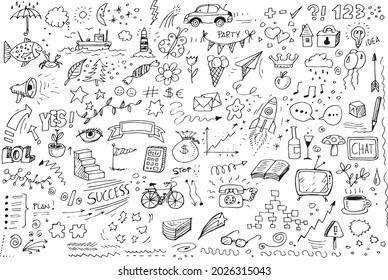 Different hand drawn vector dooles set
