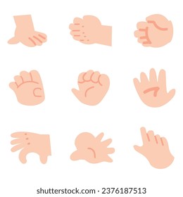 Different hand gestures cartoon set vector