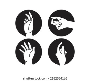 different of hand gestures in circle set line illustration