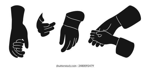Diferentes gestos de la mano establecidos. Signos expresados por adultos y niños