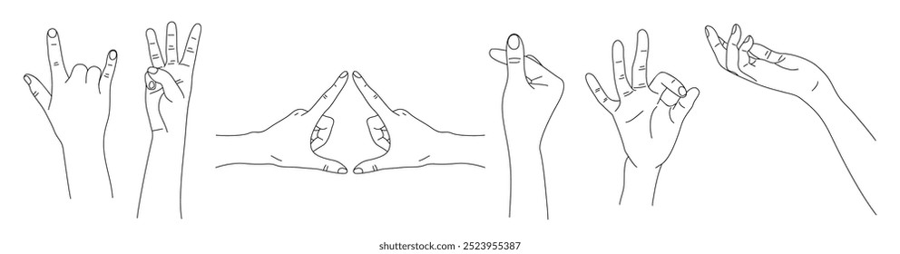 Different hand gestures set, Signs with fingers