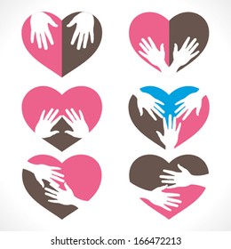 different hand heart shape collection vector