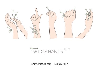 Different hand movements. People are holding plants in their hands.